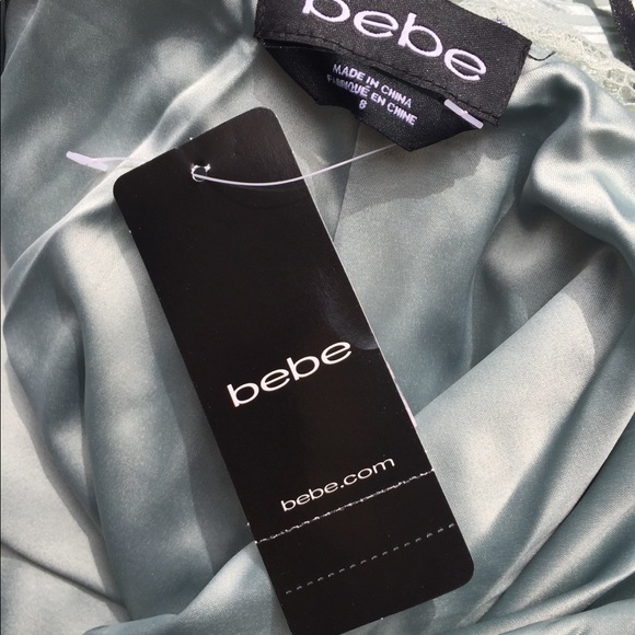 Bebe palest pastel mint green, lace panel backed halter dress,HP25x3 - Picture 4 of 14